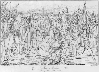 Death of General Desaix at the Battle of Marengo on 14th June 1800, after a painting by Jean Broc, Salon of 1806, engraved by Charles Normand by Ambroise Tardieu